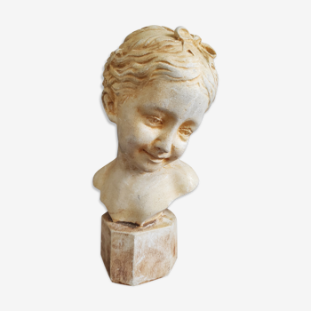 Bust "the laughing" after Jean-Baptiste Pigalle in plaster