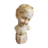 Bust "the laughing" after Jean-Baptiste Pigalle in plaster