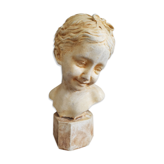 Bust "the laughing" after Jean-Baptiste Pigalle in plaster
