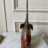 Wooden elephant and brass
