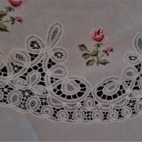Round coat with eight Luxeuil lace towels embroidery hand linen