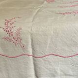 Antique linen sheet with hand-embroidered HG monogram