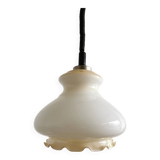 Suspension vintage en verre blanc : Éclairage de cuisine moderne du milieu du siècle