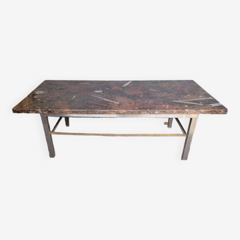 Fossil marble design coffee table 124cm