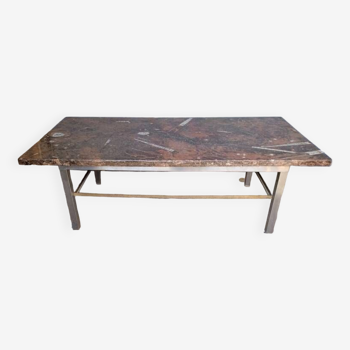 Table basse design marbre fossile 124cm