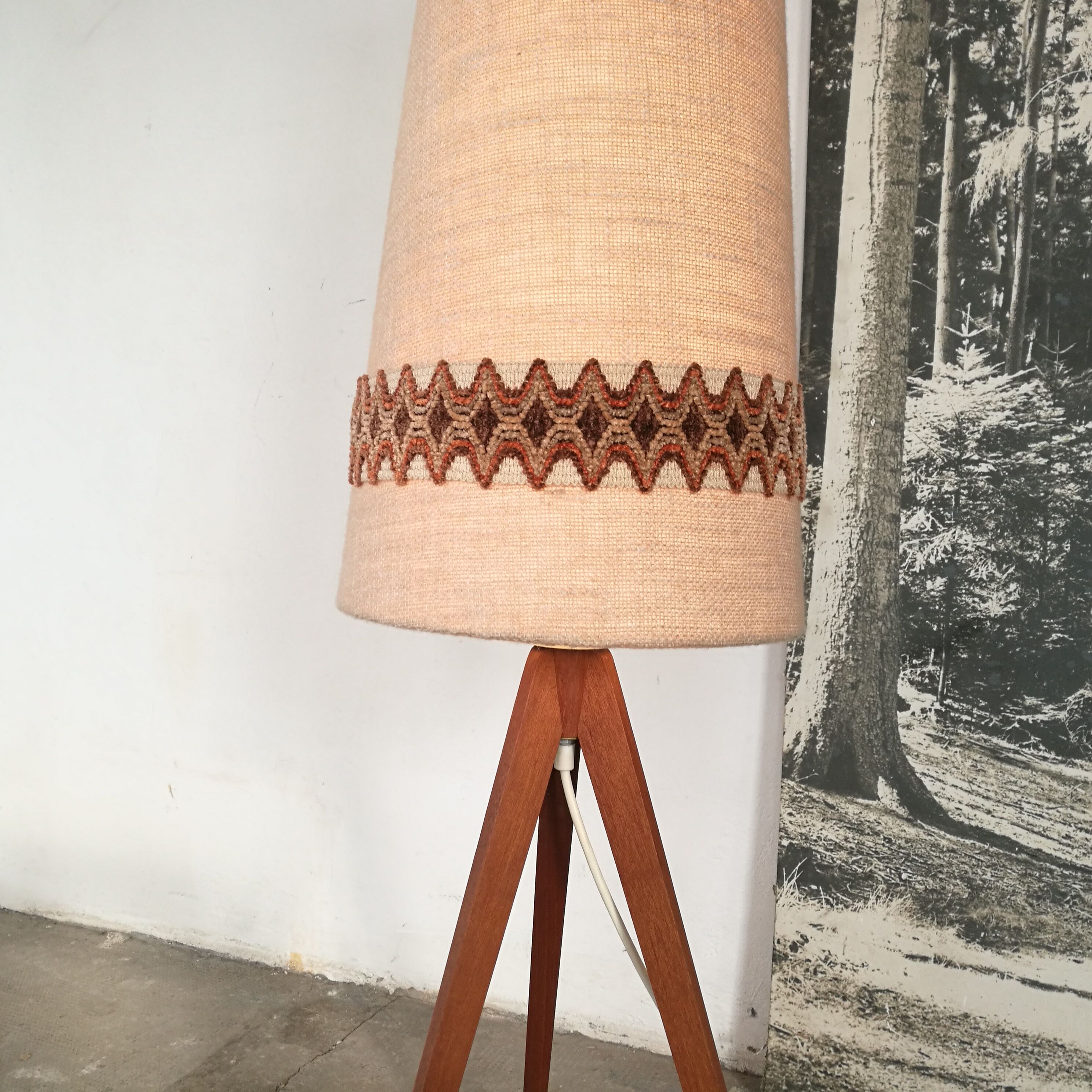 Scandinavian tripod teak lamppost