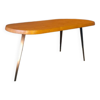 Tripod table in pine and steel 1950