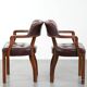 Set of two brown cowhide leather Chesterfield dining chairs