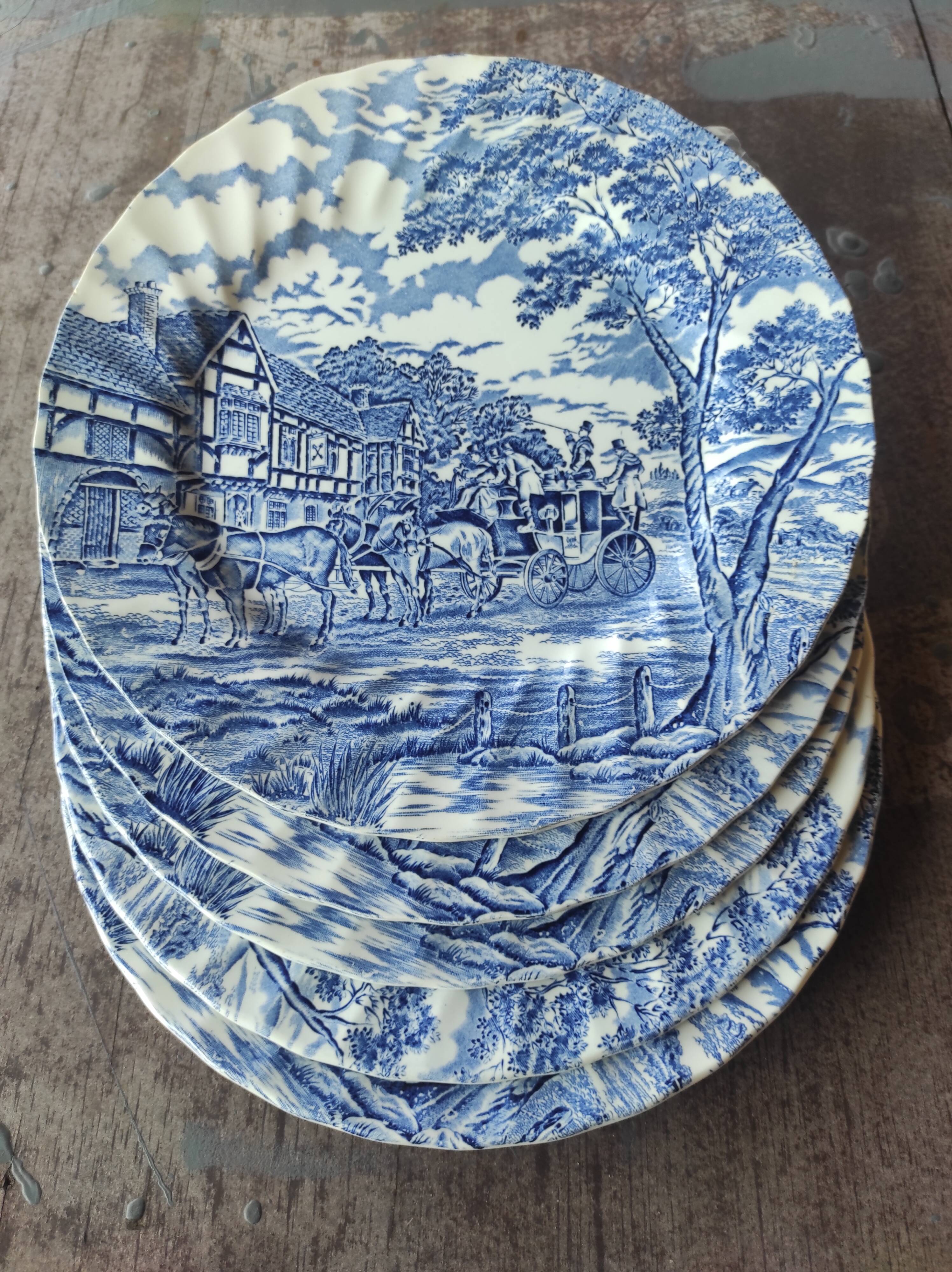 Set of 5 Myott Royal Maine dinner plates.