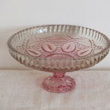 Small pink tinted molded crystal display cup