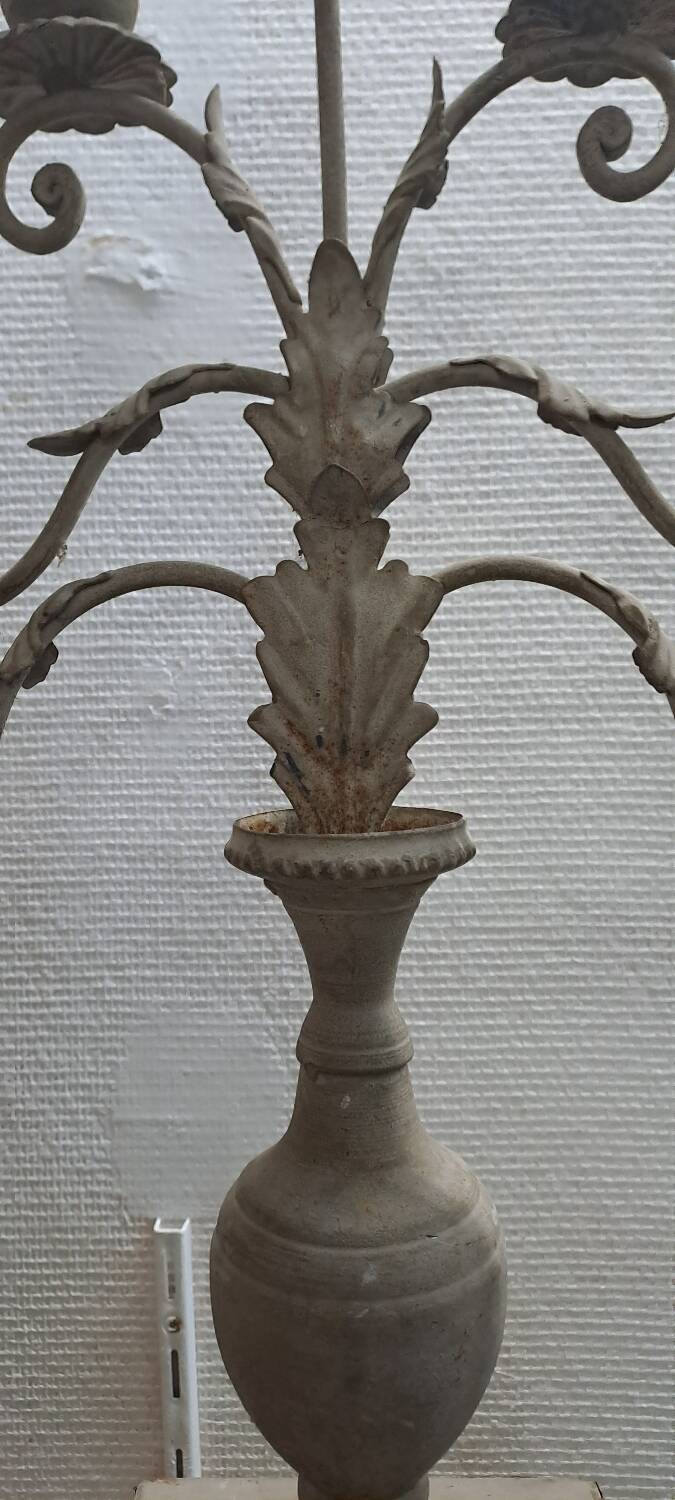 Neo-rustic sheet metal candle holder