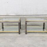 Hollywood Regency Two-Tier Sofa End Tables, 1970s, Set of 2