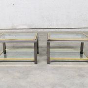 Hollywood Regency Two-Tier Sofa End Tables, 1970s, Set of 2