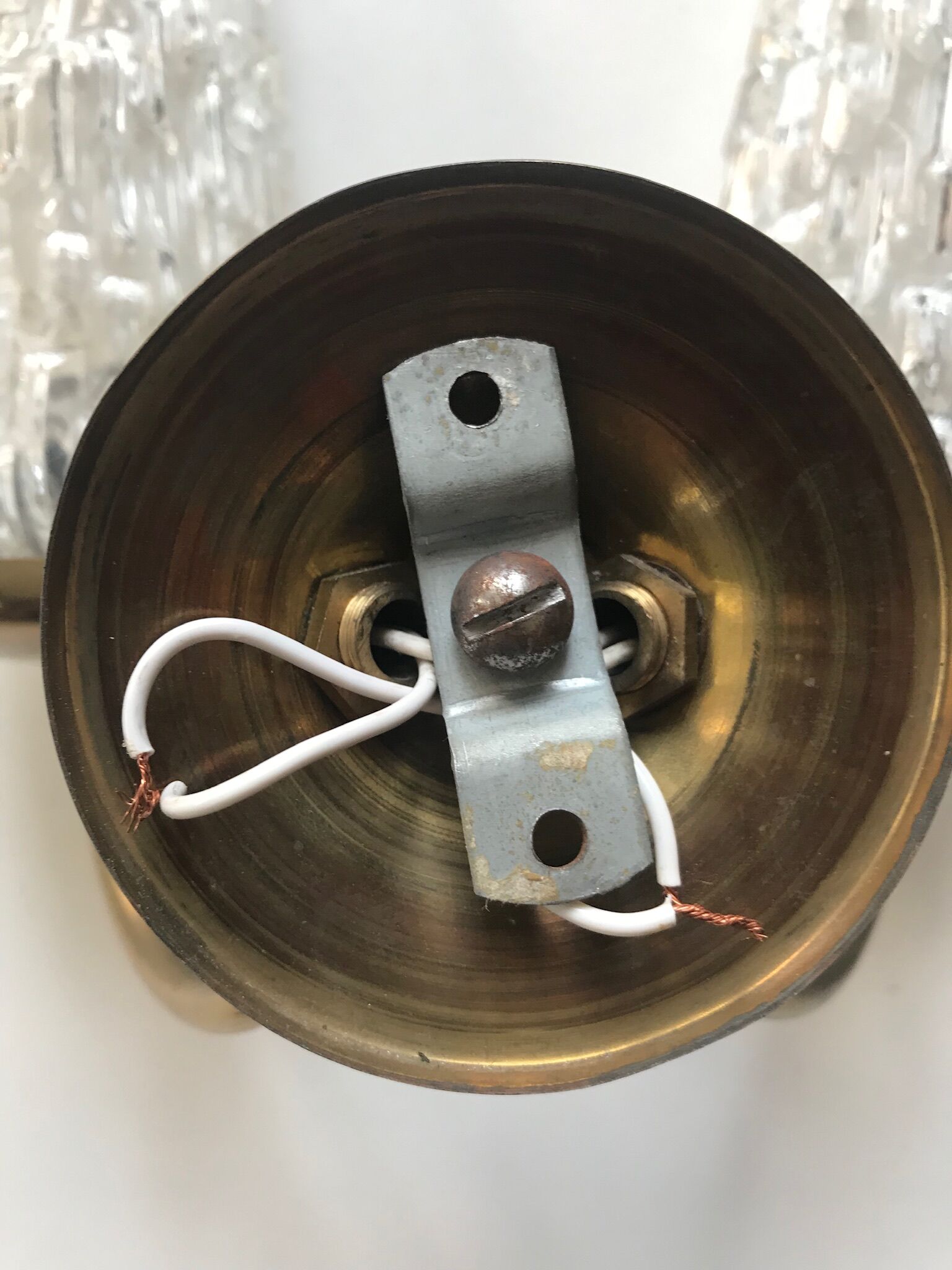Pair 1960 brass wall light