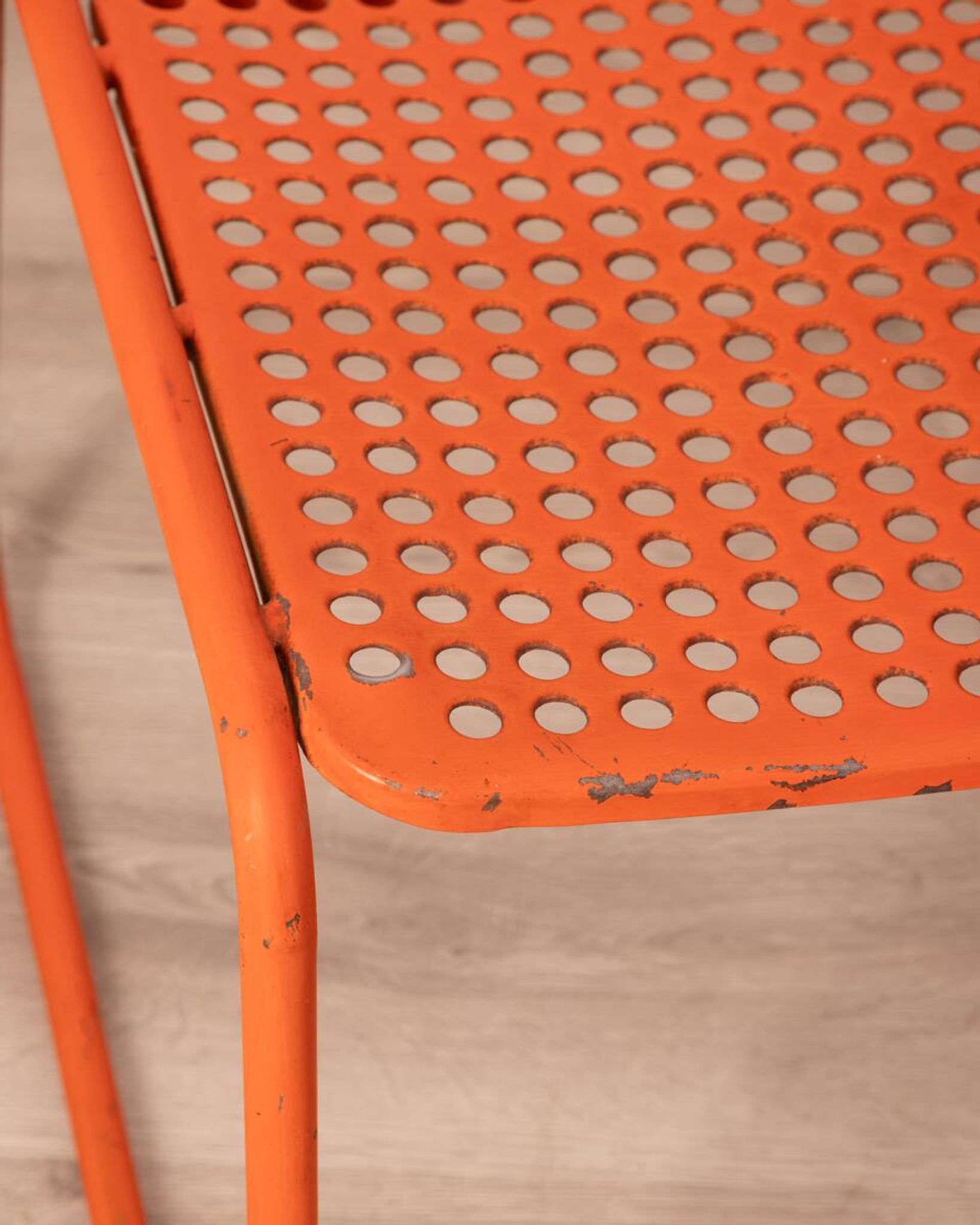 Pair of vintage red garden chairs from the 70s, italian design
