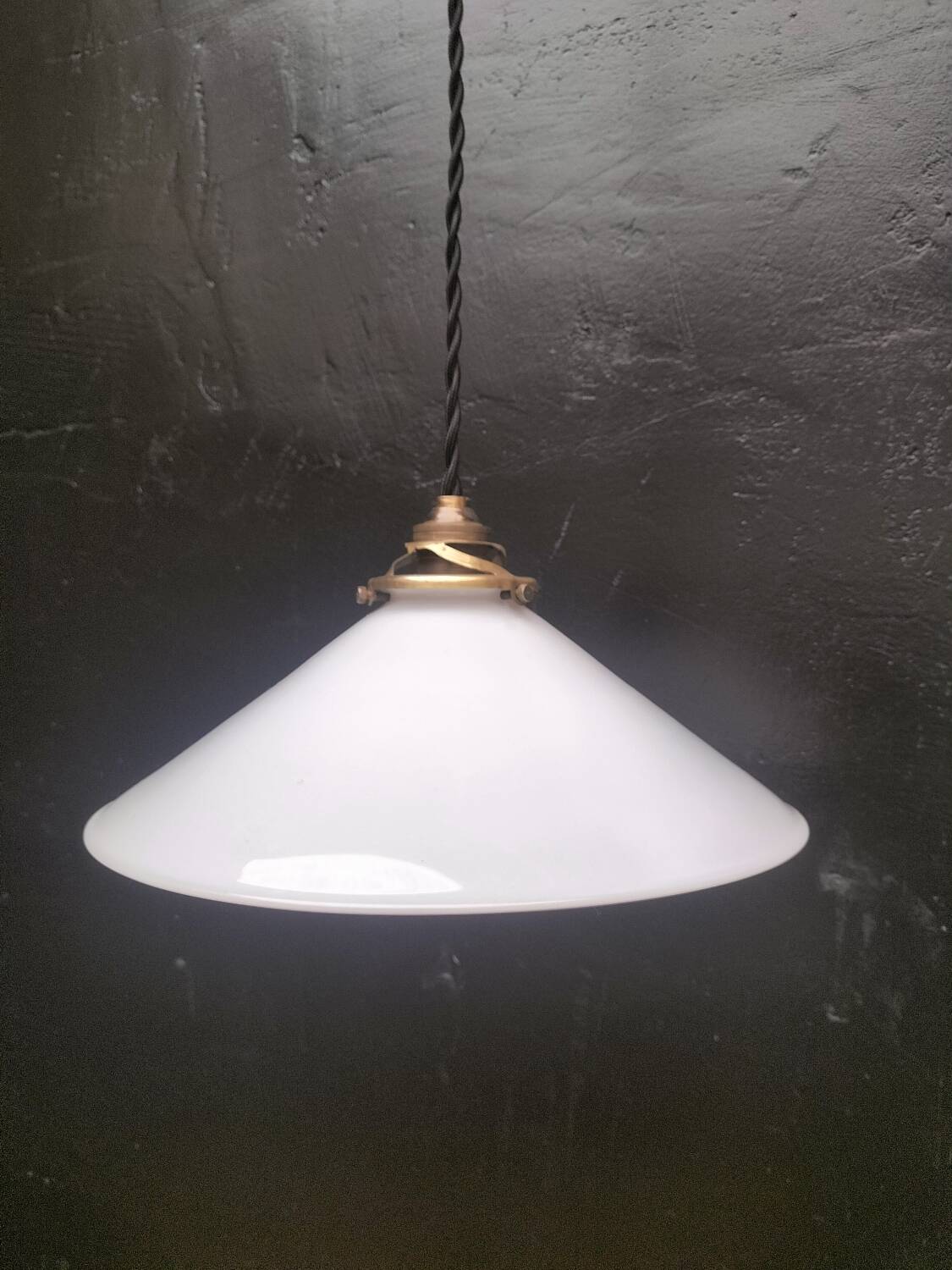 Opaline cone pendant light