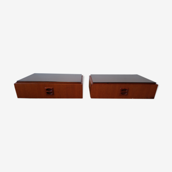 Pair of nightstands suspended scandinavian years 70