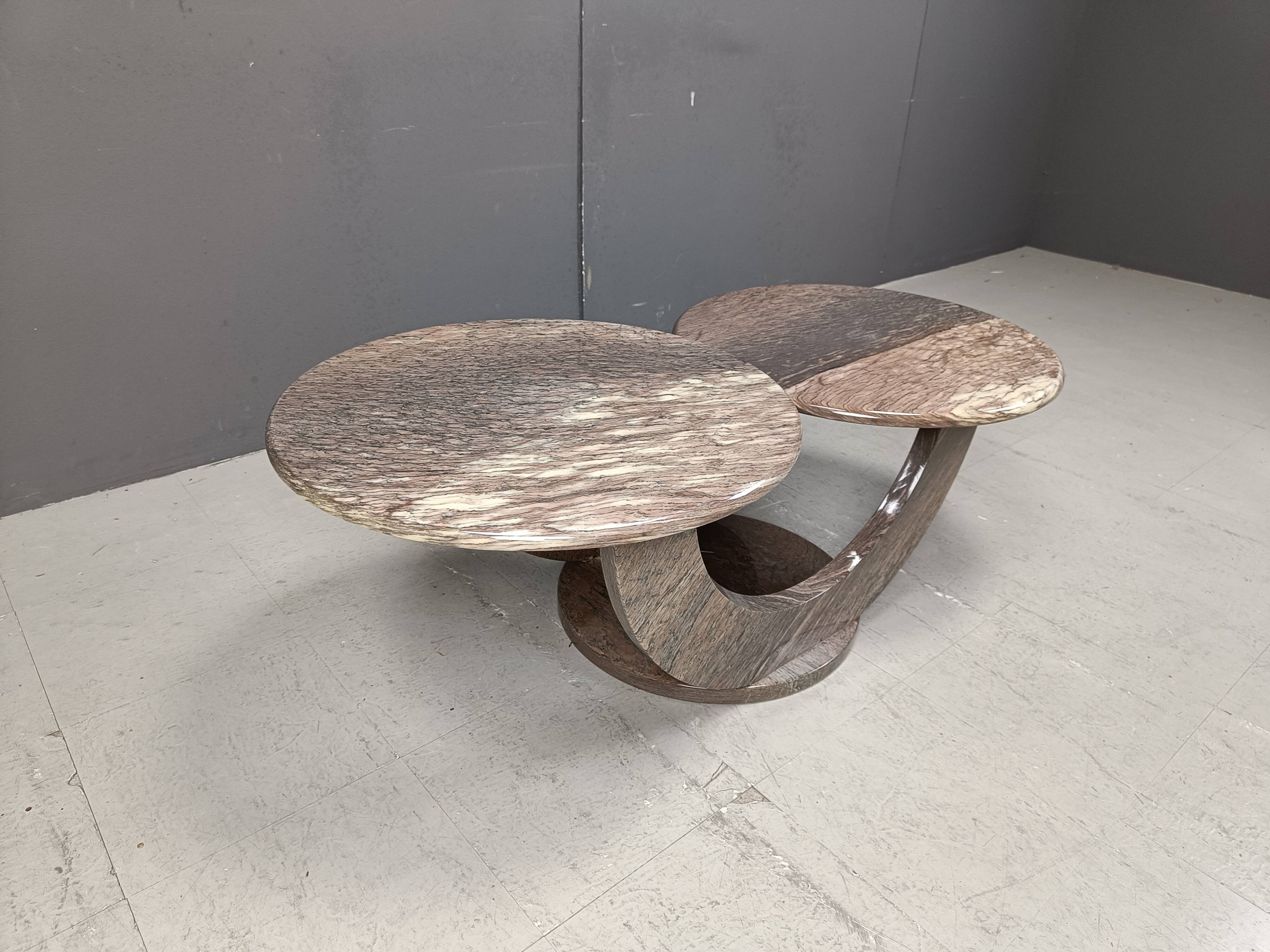 Vintage two tier marble coffee table, 1970s