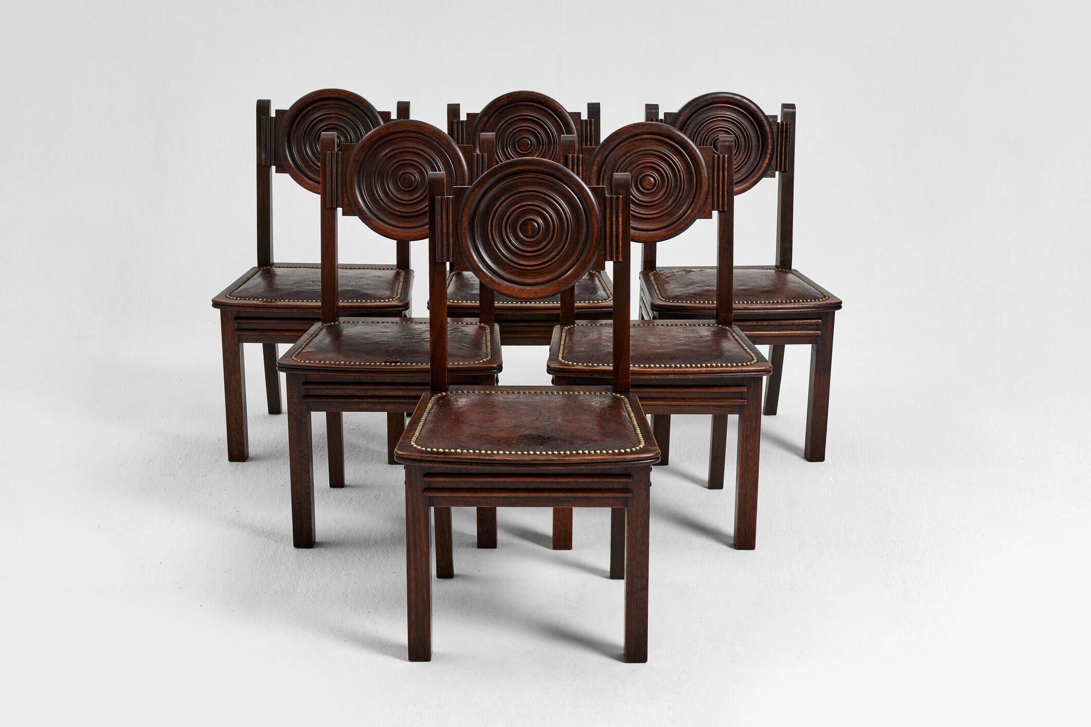 Ensemble de six chaises de salle à manger, acajou, France, années 1930 - Etienne Kohlmann
