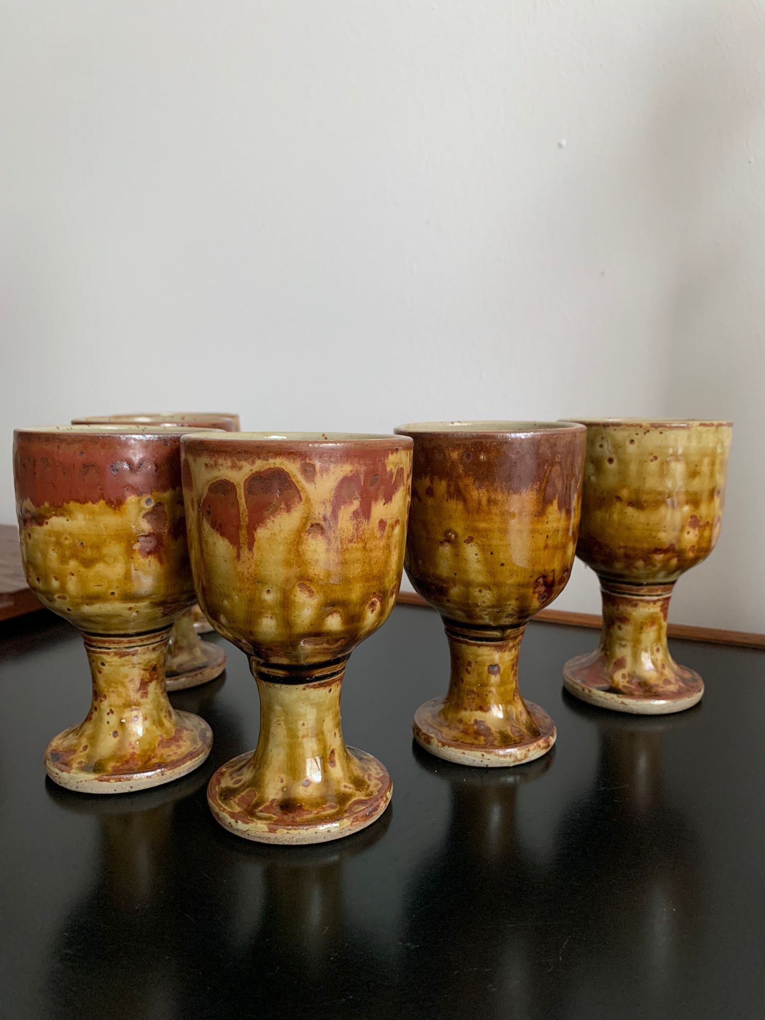 Grès mazagrans - 6 stoneware foot glasses - migeon la borde (cher)