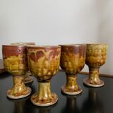 6 verres à pieds en grès, migeon la borde (cher), grès mazagrans