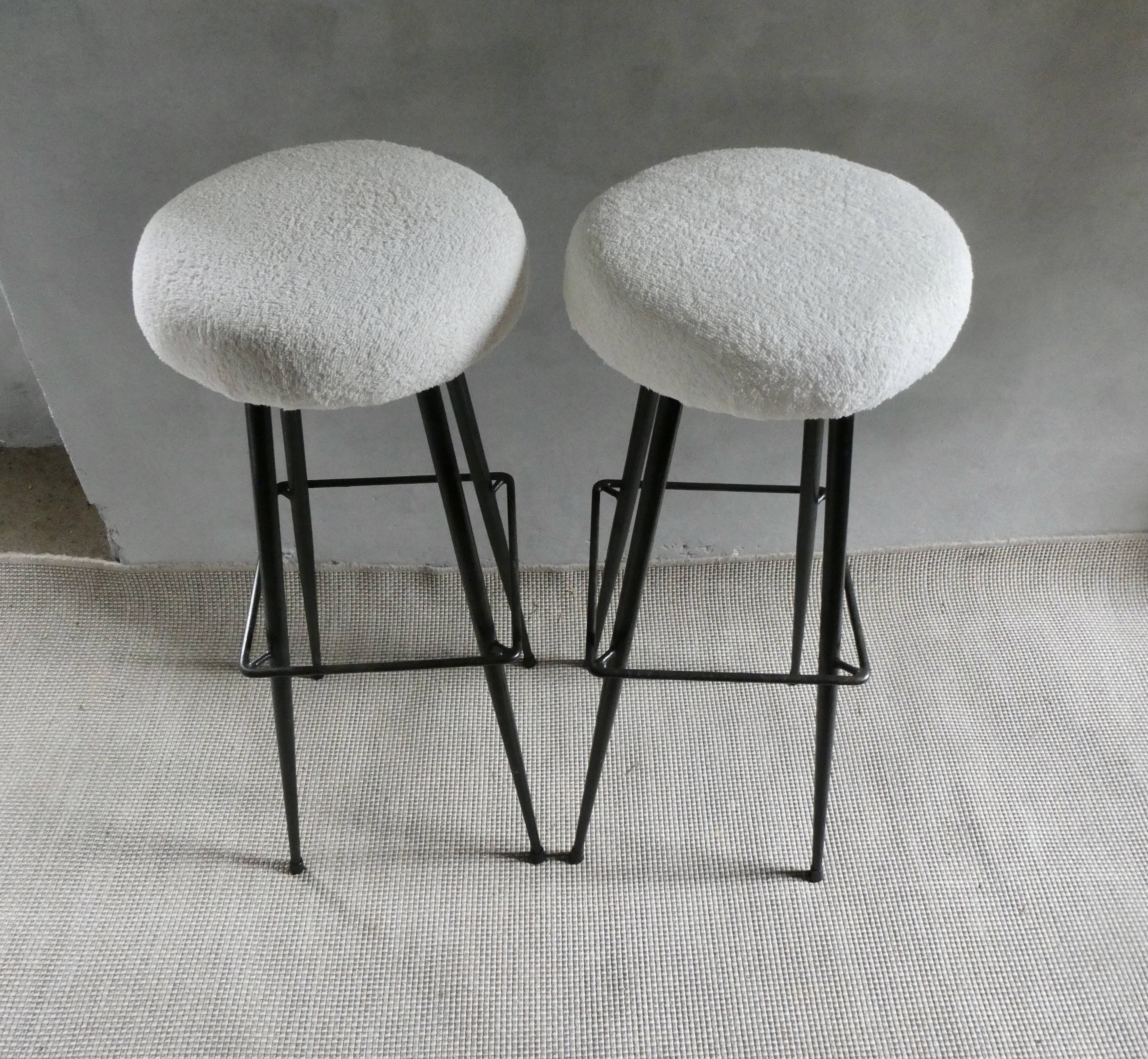 Pair of high metal bar stools, 1960s