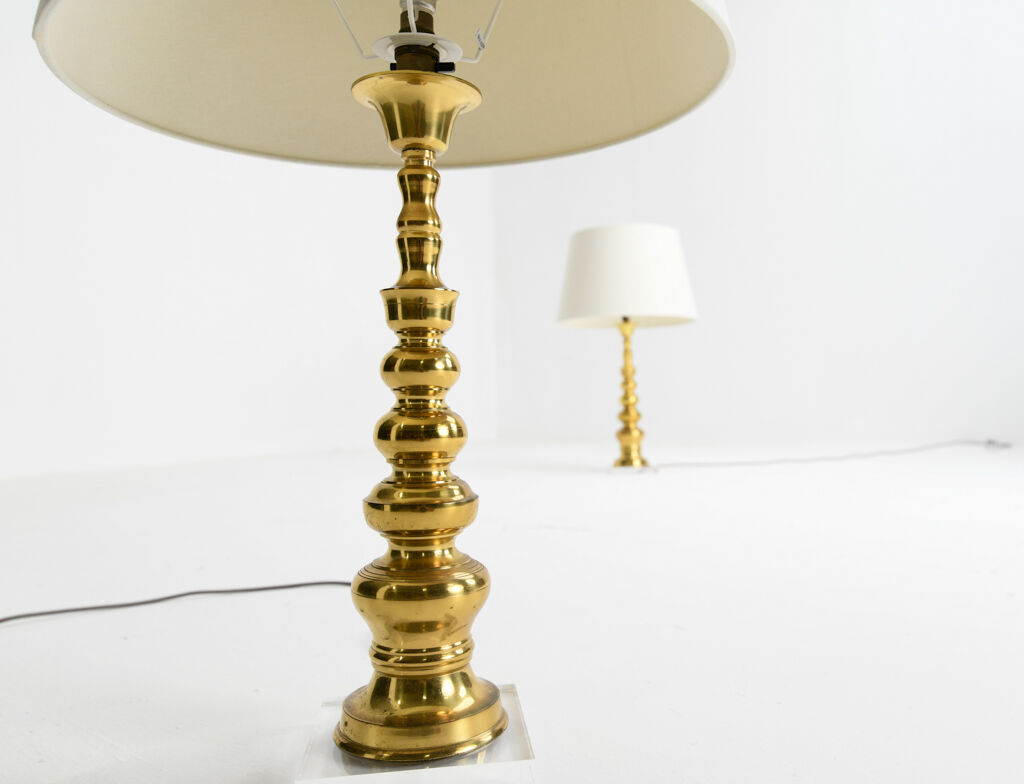 Pair brass lamps