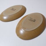 2 stoneware dishes, vintage village