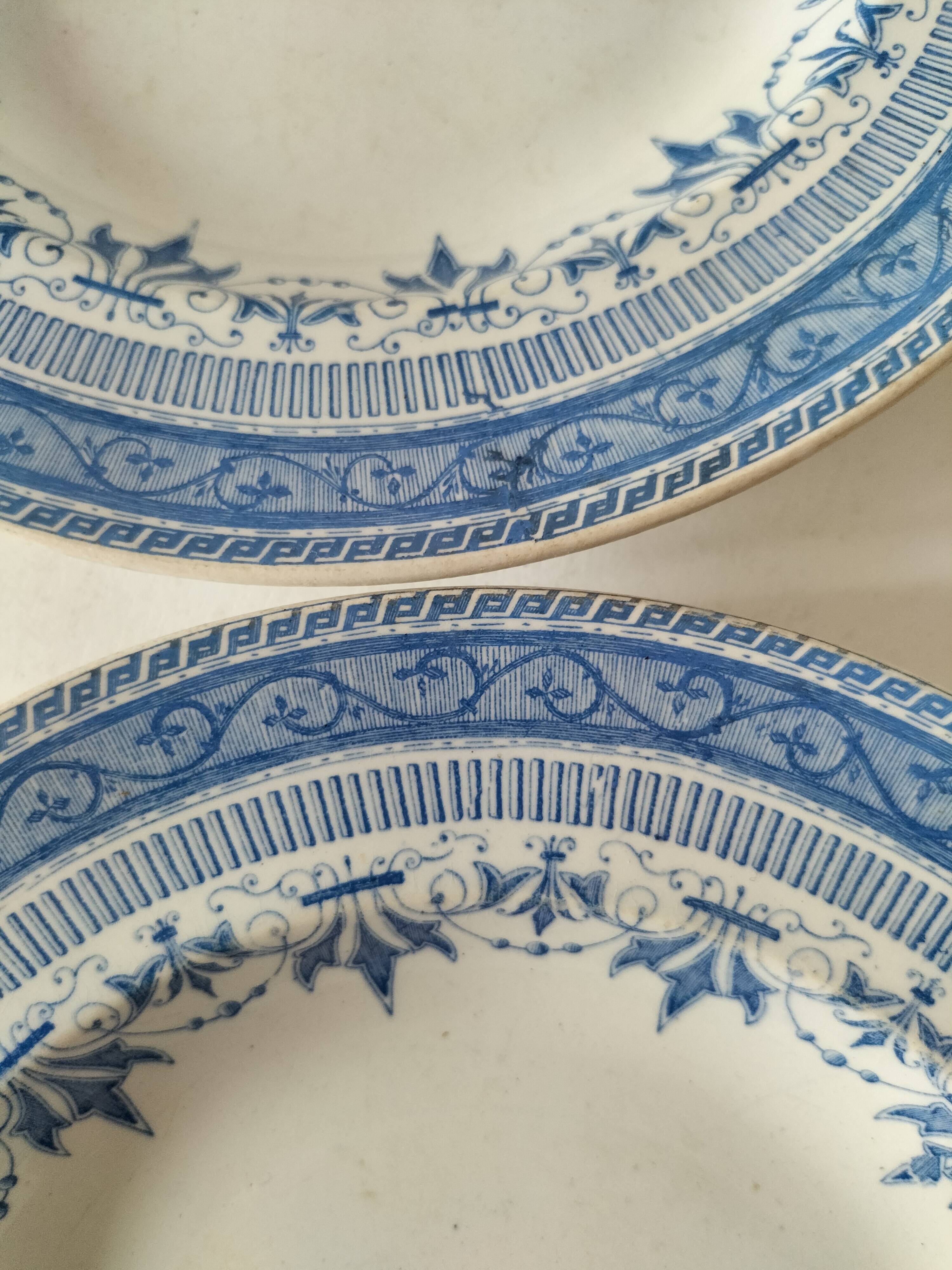 Pair of old Boulenger Choisy-le-Roi soup plates – Gallic decor