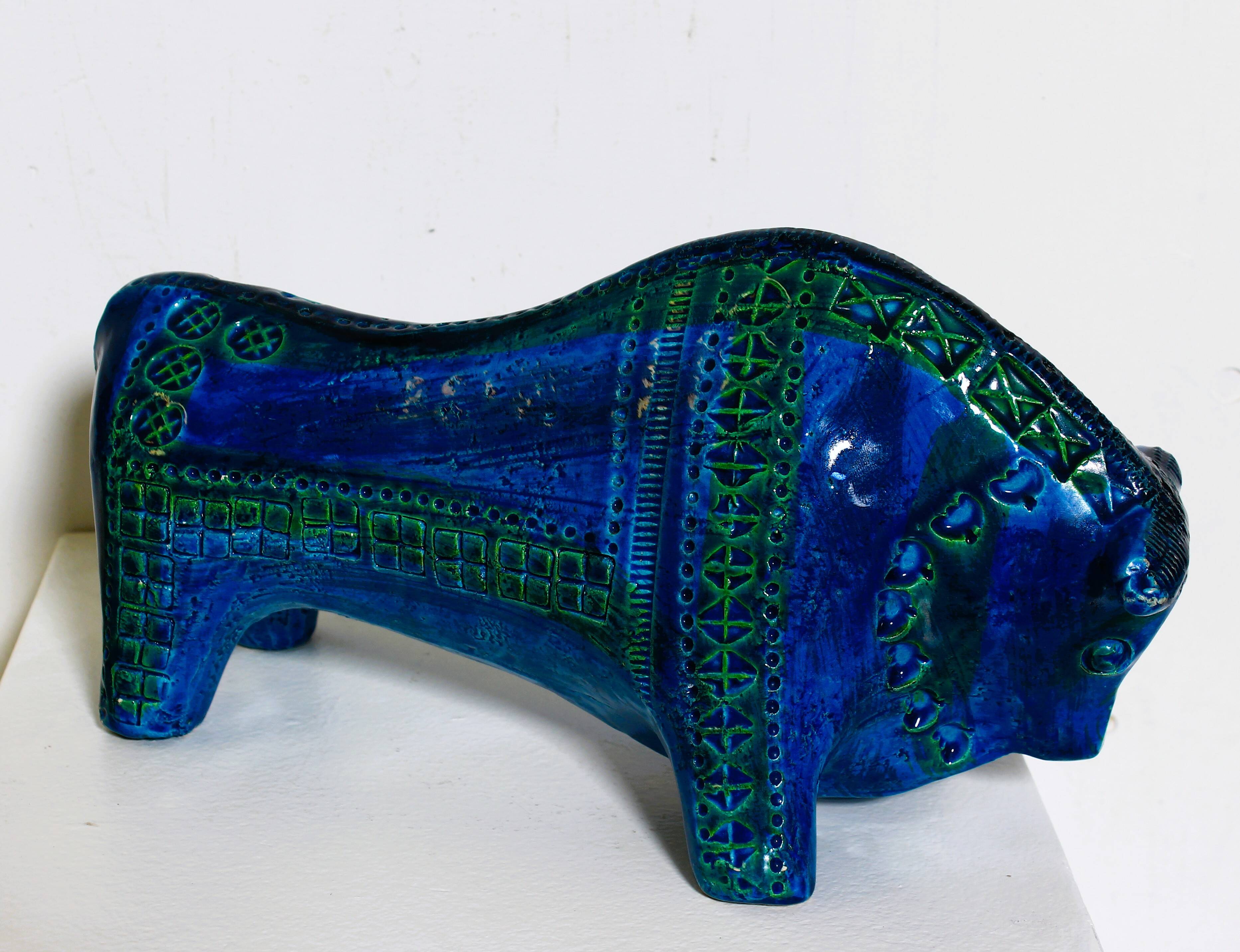 Aldo Londi Bitossi Rimini Taureau Bleu Italie, années 1960