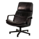 Fauteuil pivotant Artifort Dutch Design en cuir noir, série F, années 1960