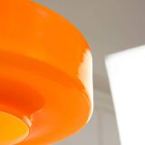 Mid-Century Italian Orange Glass & Brass Pendant Lamp