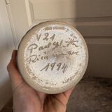 Old Stoneware Vase Ceramic Alsace Flowers Signed Paul Schmitter 1994 Unique