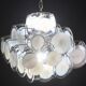 Large 36 Murano Glass White Disc Chandelier by Vistosi, 1970s