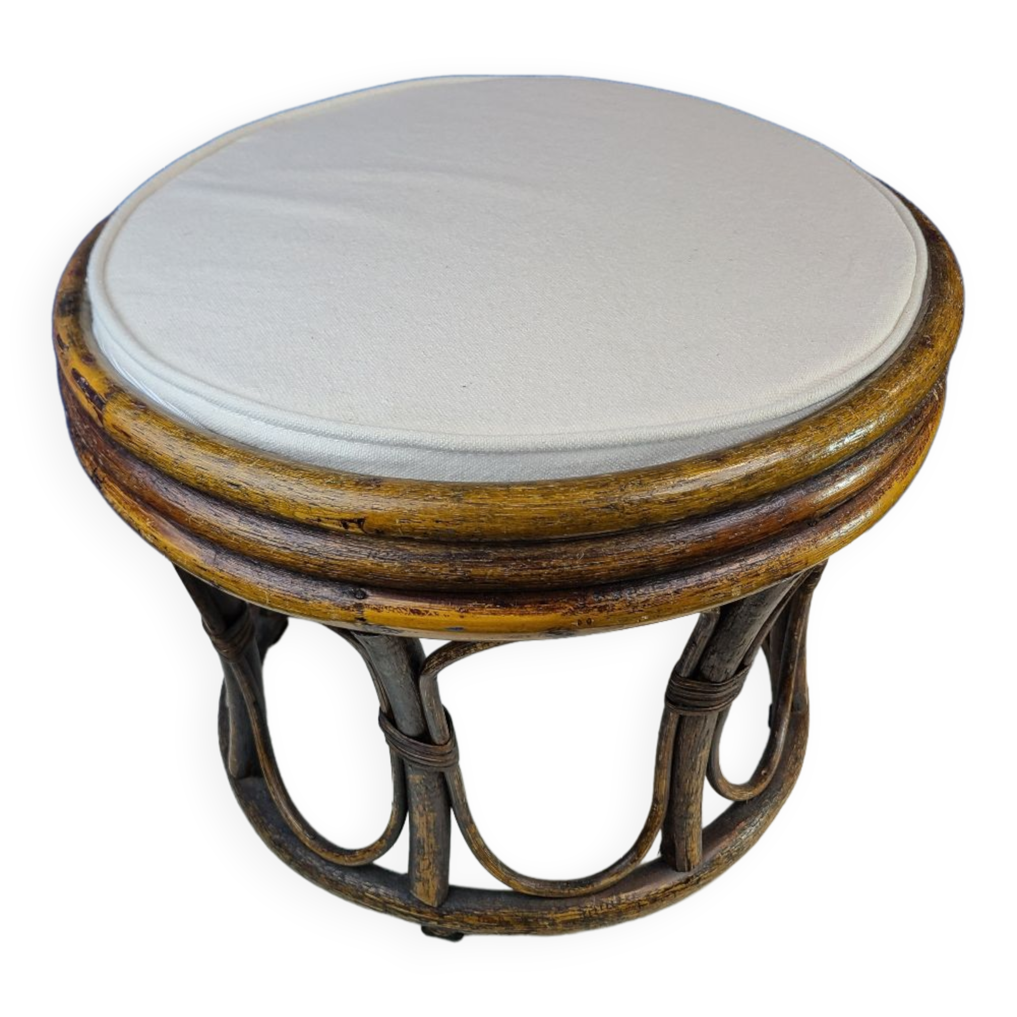 Pouf, rattan stool, new cushion