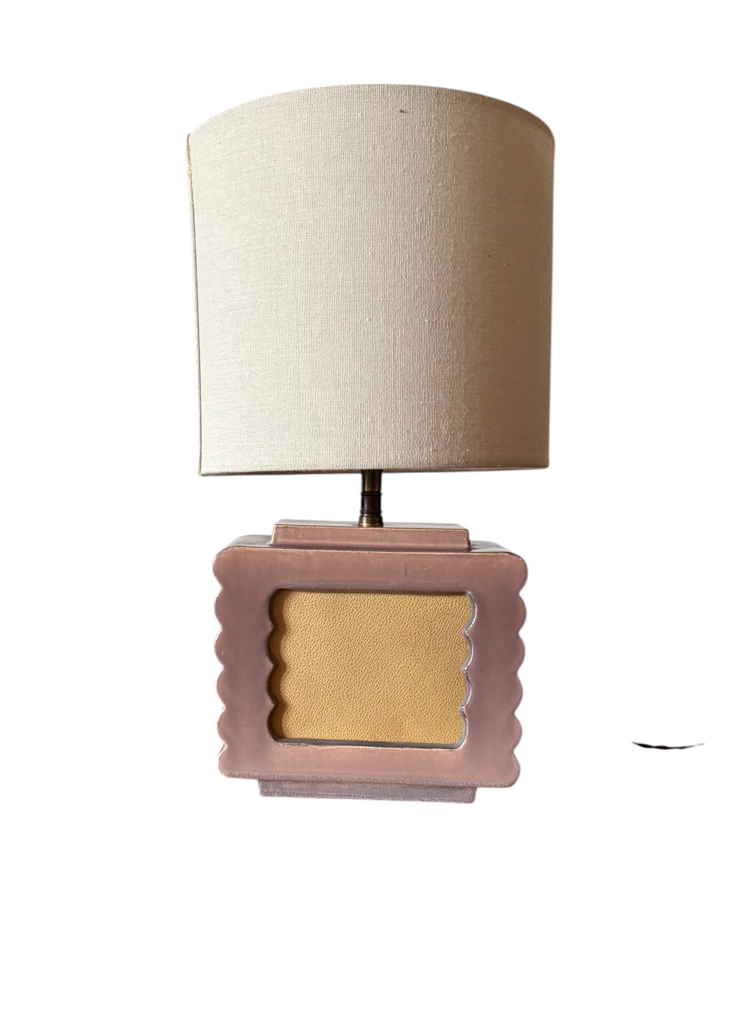 Art deco ceramic table lamp, Andre Fau Boulogne France circa 1940s