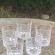 5 whisky glasses, Cristal Bayel stamps, transparent crystal with patterns