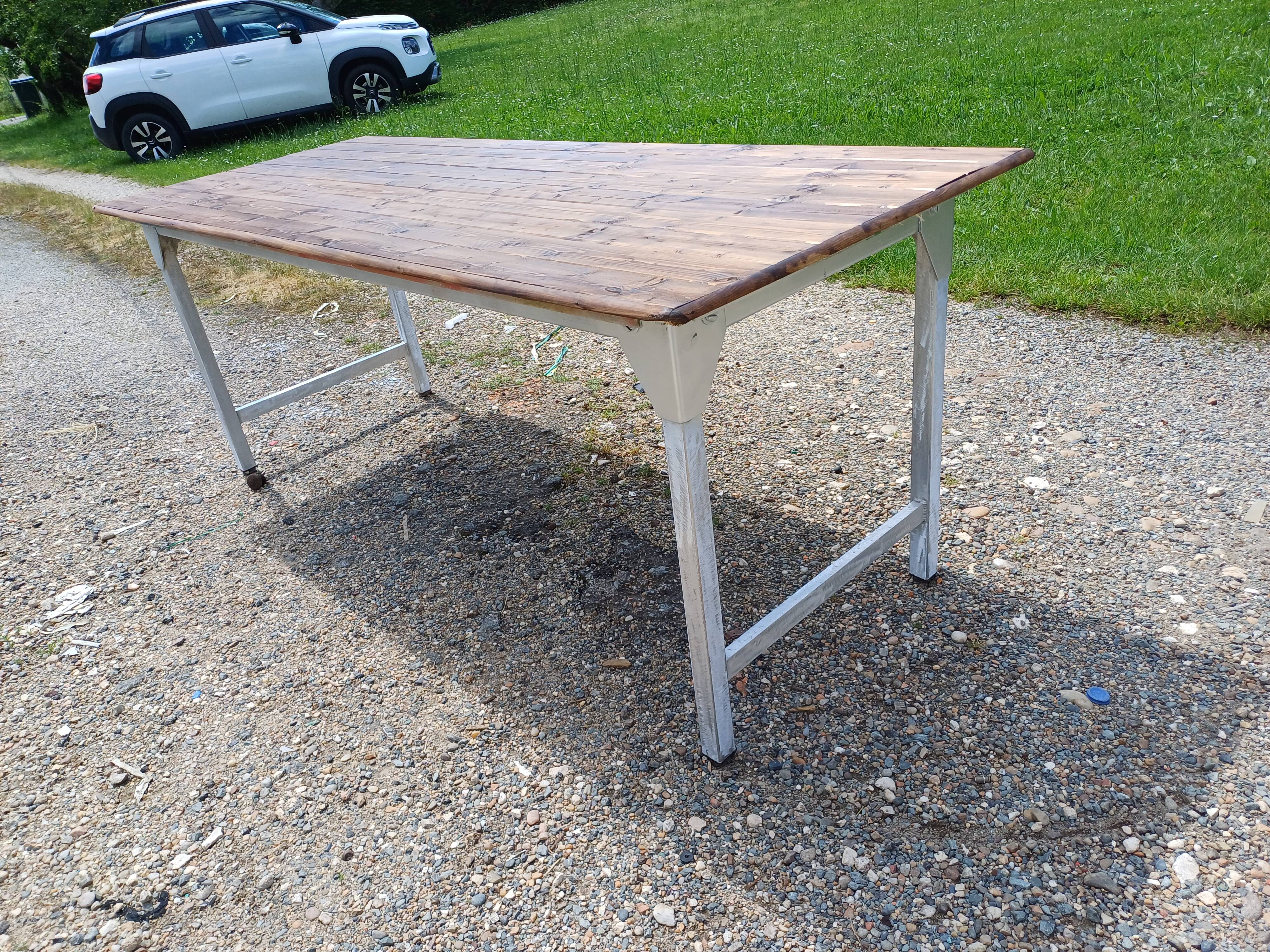 Table Insutrielle en Aluminium et Bois