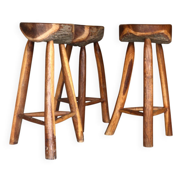 Un ensemble de trois tabourets, France années 60.