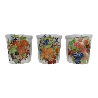 3 pots confiture porcelaine Pillivuyt botanique