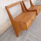 Pair of vintage solid wood hanging bedside tables