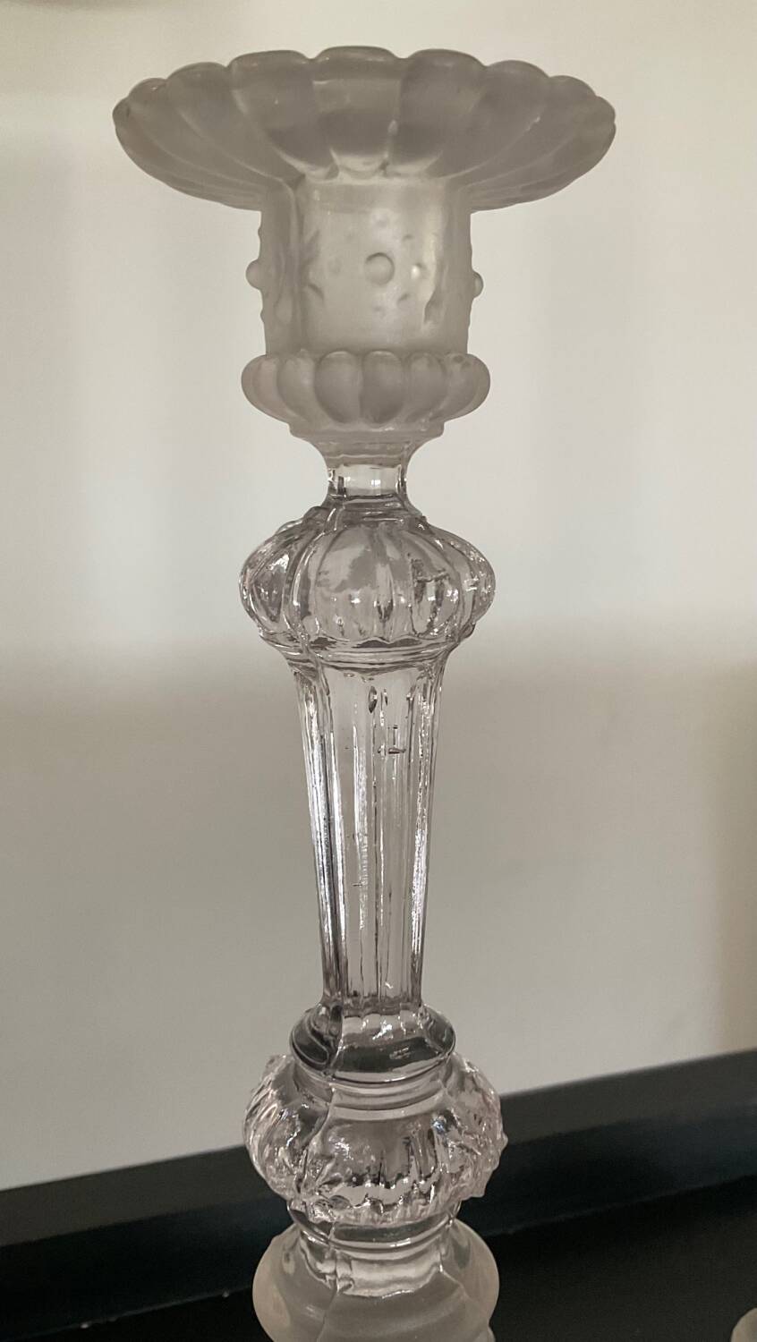 Pair of vintage Val St Lambert candlesticks