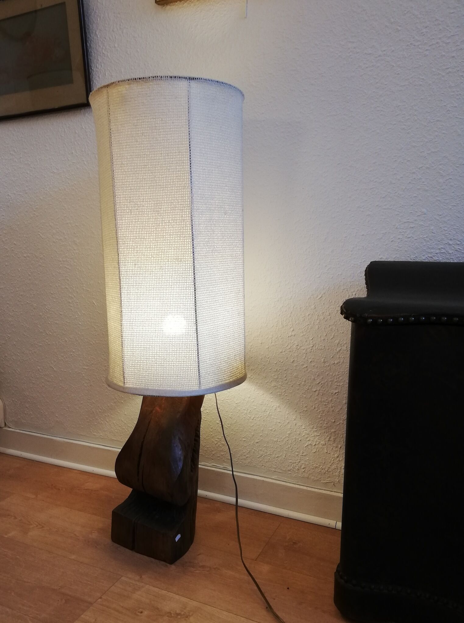 Solid wood floor lamp carved 50s