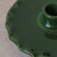 Ceramic candle holder serrated plate fir green