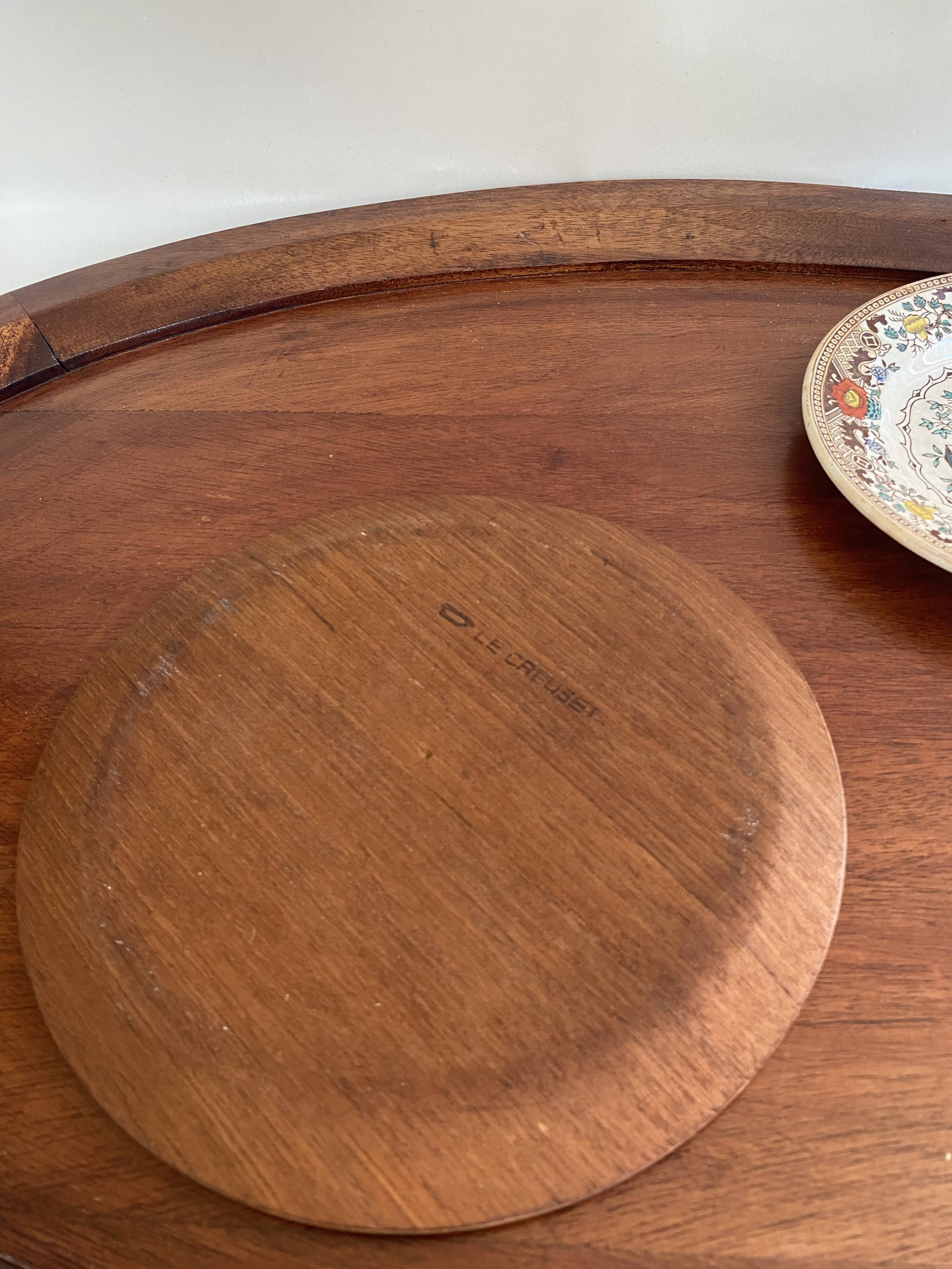 XXL wooden and brass platter, 72 cm