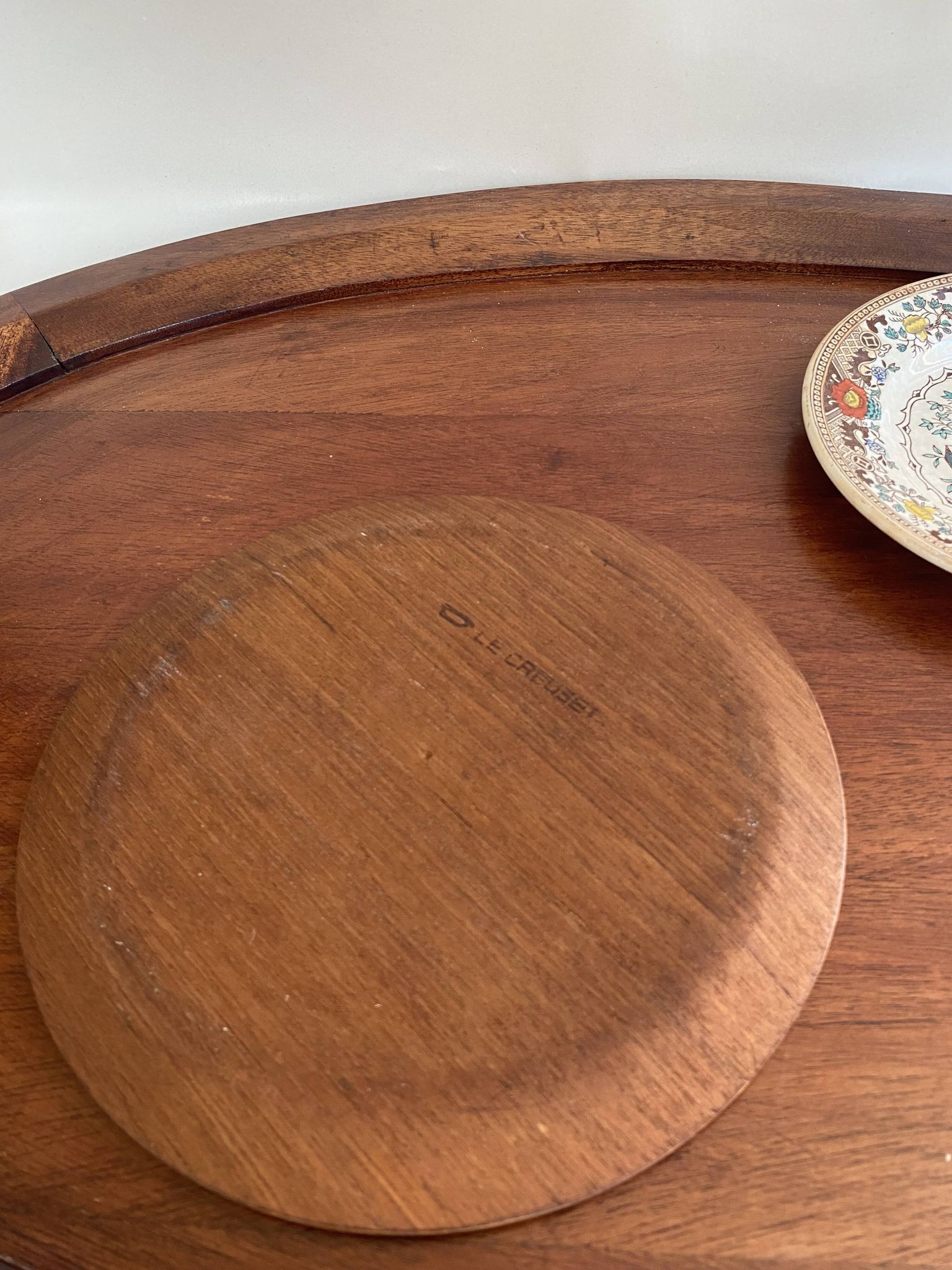XXL wooden and brass platter, 72 cm