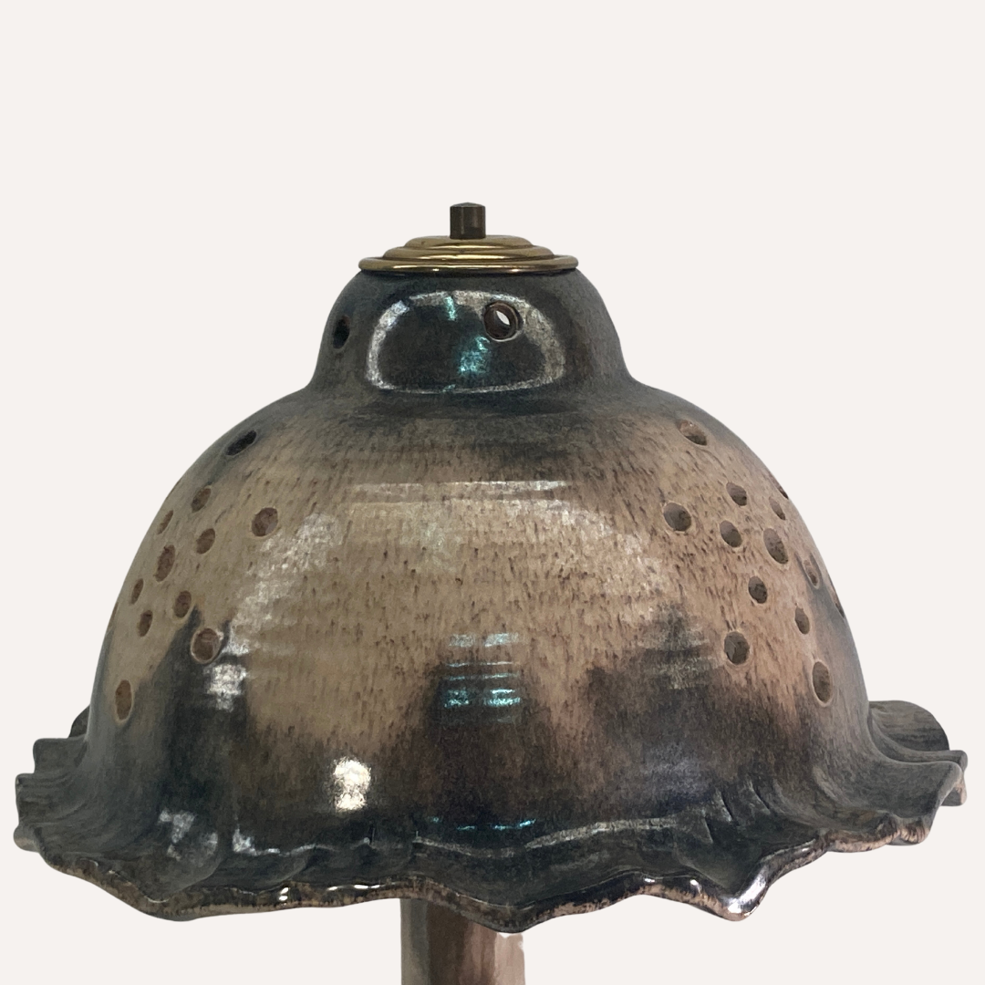 Midcentury ceramic enameled glazed mushroom table lamp