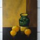 Still life painting with oranges and vase signed oil on canvas