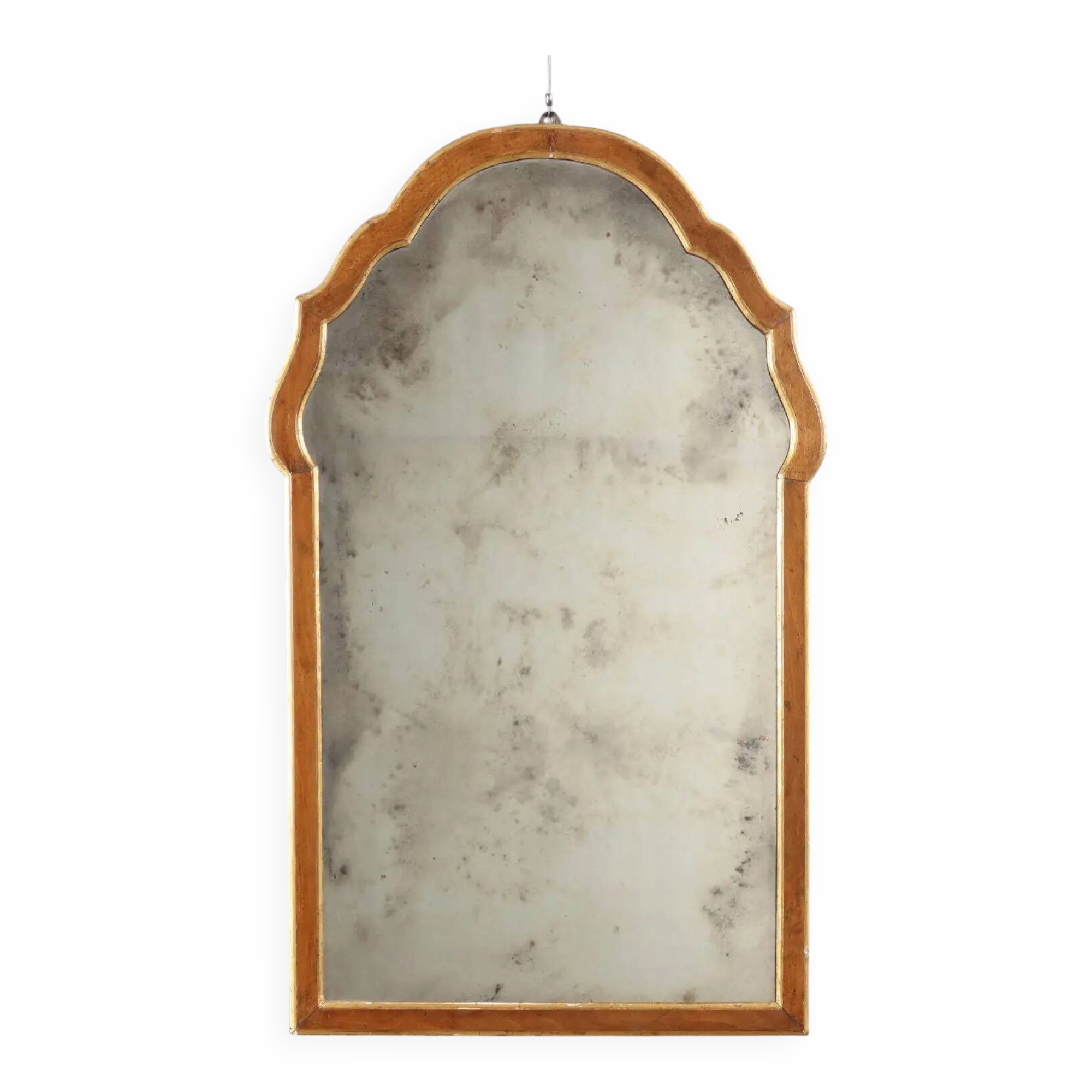 Antique walnut mirror with mercury glass, Italy, 19th century