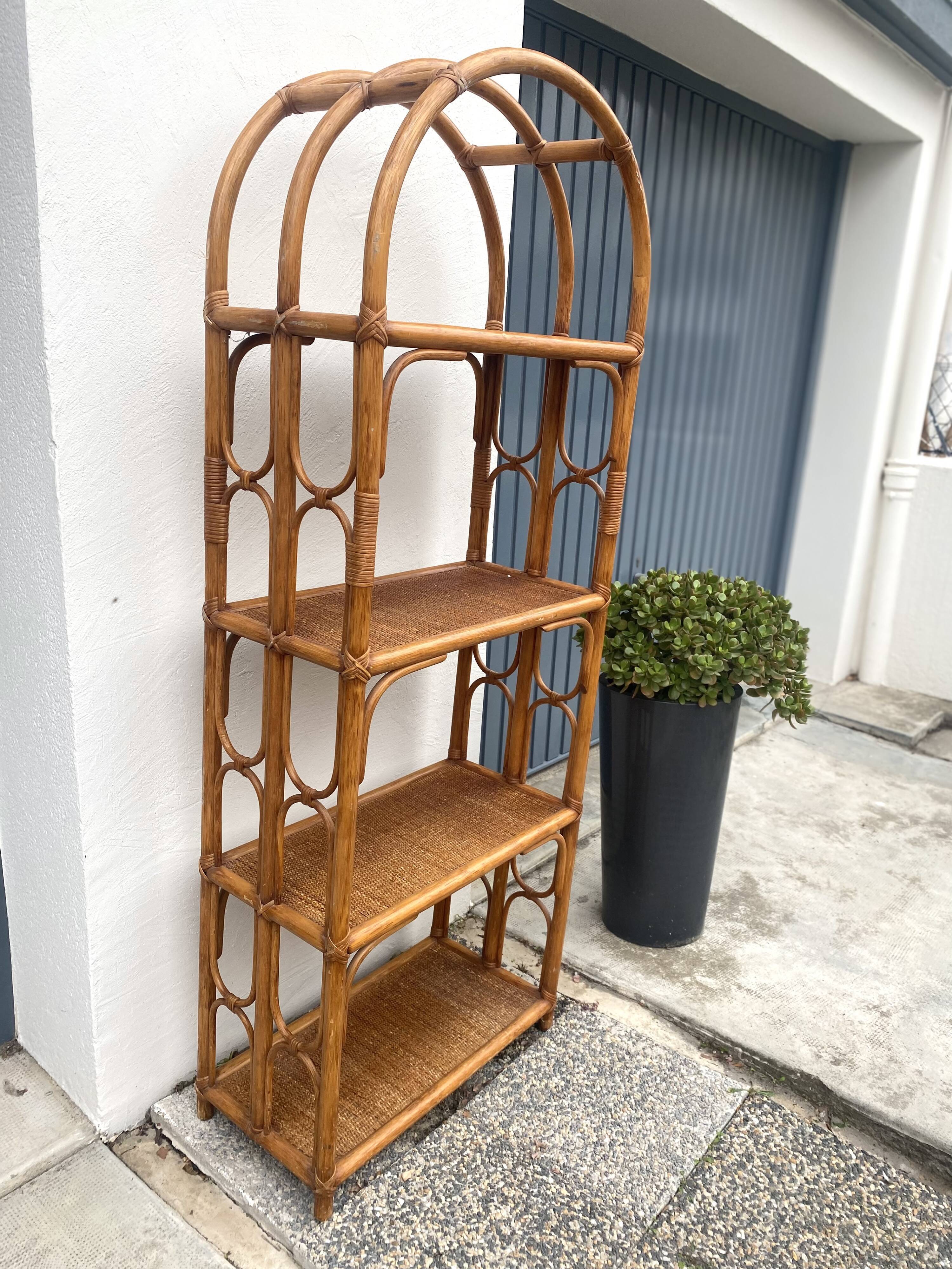 Antique rattan bookcase